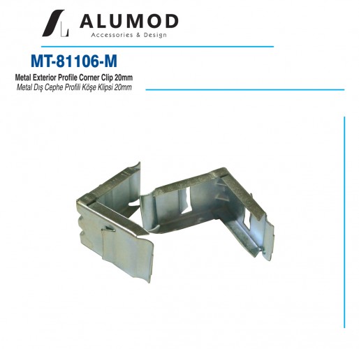  MT- 81106 Cephe Nem Alıcı Çıta Profili Metal Köşe Klipsi 20 Mm